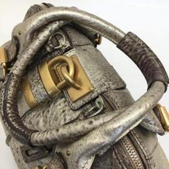 Chloe Paddington Medium Shoulder Bag Leather Silver Gold Brown - Picture 10 of 13